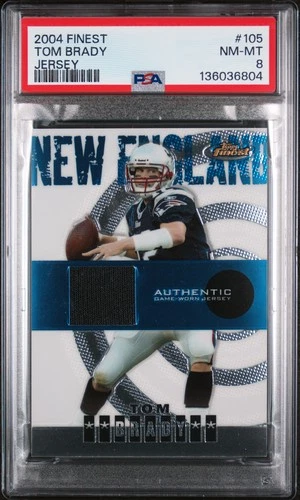 2004 FINEST JSY #105 TOM BRADY PSA 8
