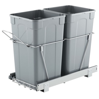 VEVOR Double 27QTx2 Pullout Waste Container Under Cabinet Kitchen Bin Trash Can