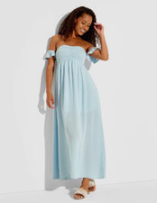 Women Sun Beach Maxi Dress Smocked Flutter Sleeve - Wild Fable Blue/ S