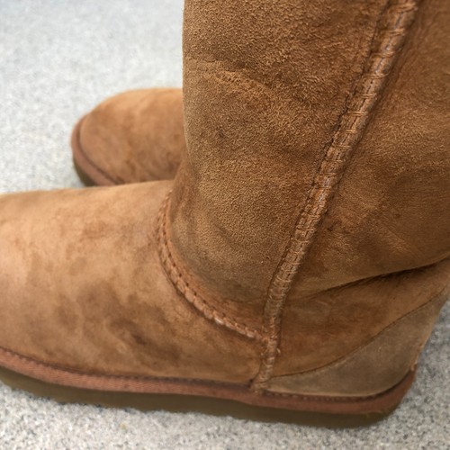 UGG AUSTRALIA Class Tall Boots Women's 7 Leather Suede Chestnut Sherpa 1016224 - Picture 7 of 15