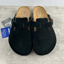 New-Birkenstock Boston Suede Leather Soft Footbed Black Men/women's Clog Shoes