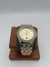 Bulova 98B174 Gold Tone Crystal 42mm Mens Watch Diamond Dial