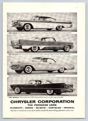1957 Chrysler Corp The Forward Look Vintage Magazine Print Ad Dodge De Soto
