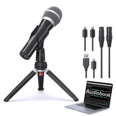 Audiobook Recording Equipment for Home, USB/XLR Dynamic Microphone, Noise-Can...
