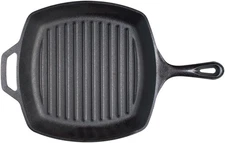 Square Cast Iron Grill Pan – 10.5-Inch Heavy-Duty Nonstick Cooking Pan