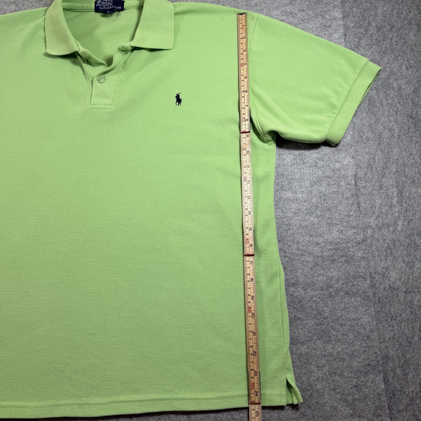 Vintage 80s Polo Ralph Lauren SS Polo Shirt Mens XL USA Made Green Navy Cotton thumbnail 7