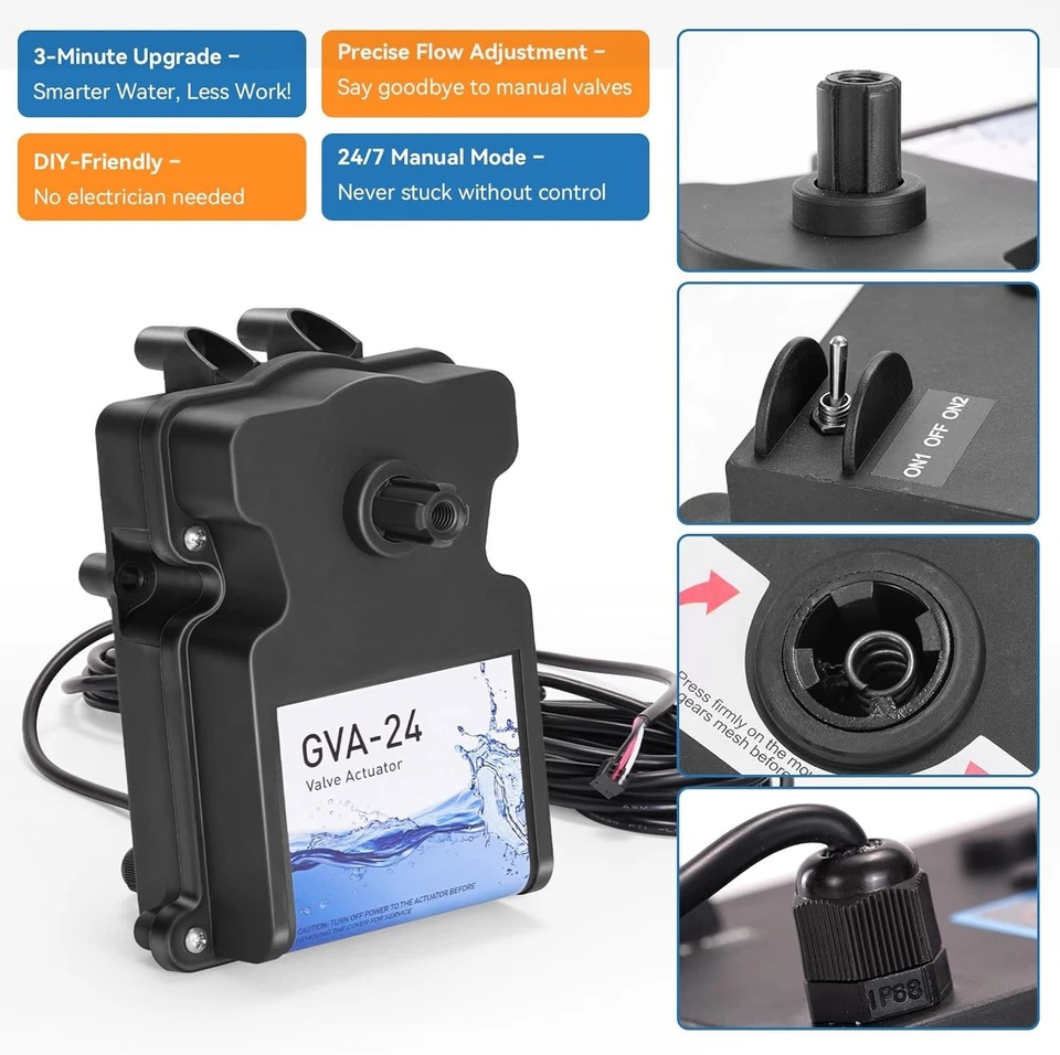 Pool Valve Actuator For Hayward GVA-24 Valve Actuator w/15 Ft Cable 24V CVA-24T - Image 3 of 4