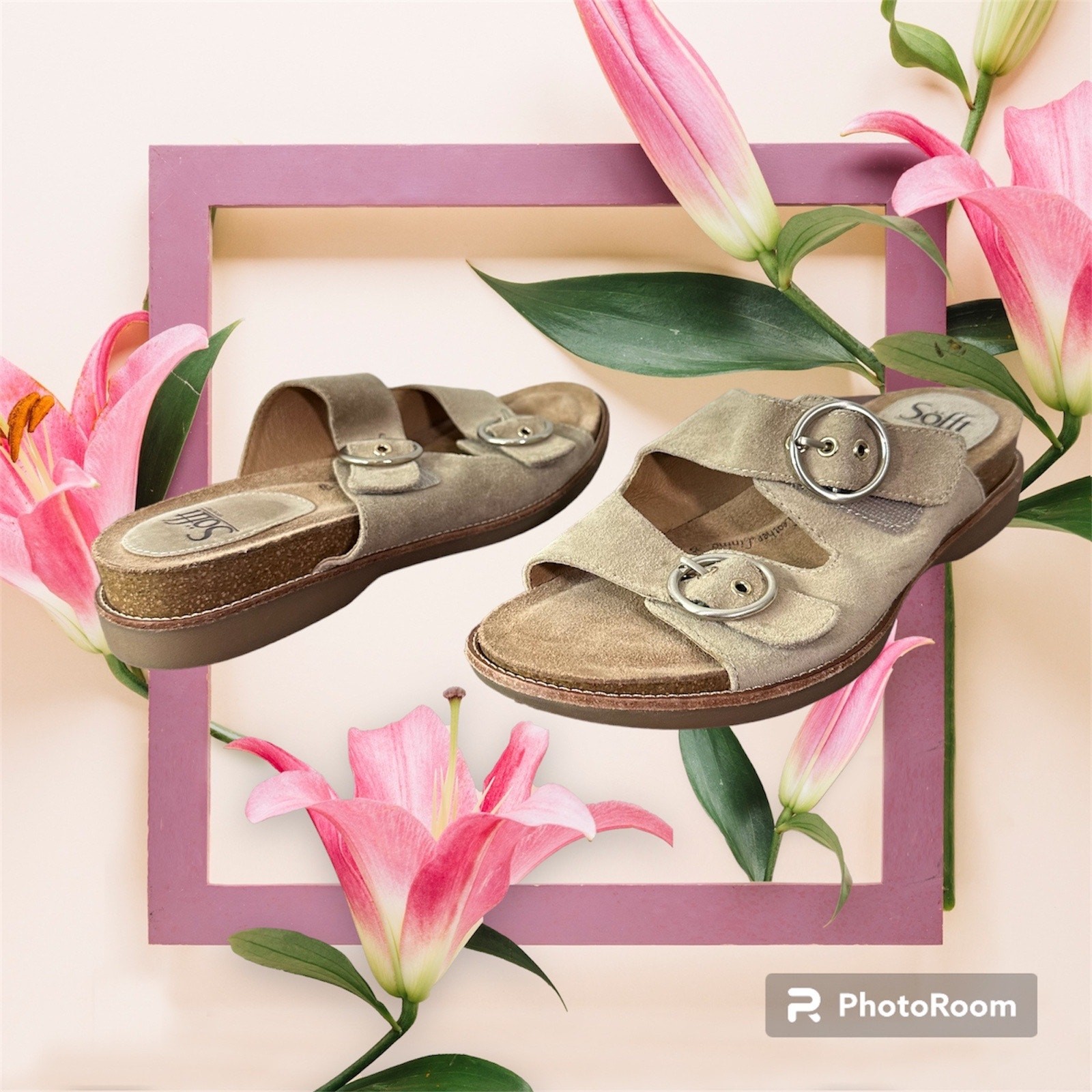 APL Sandali comodi Sofft donna 10M 10 Brooklyn pelle scamosciata marrone chiaro slip on