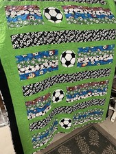 Handcrafted Sports Theme Quilt 52x73 Twin Handmade Bed Quilt Never Used