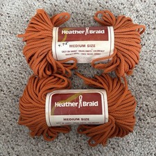 2 Vintage Heather Braid Macrame Cord Medium 60 Yds Knotting Weaving Craft Orange