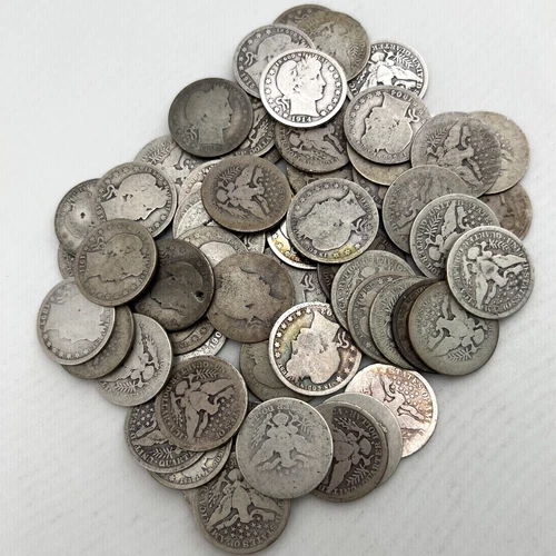 $15 Face Value Barber Quarter Dollar 25c UNSEARCHED 90% Silver Coin