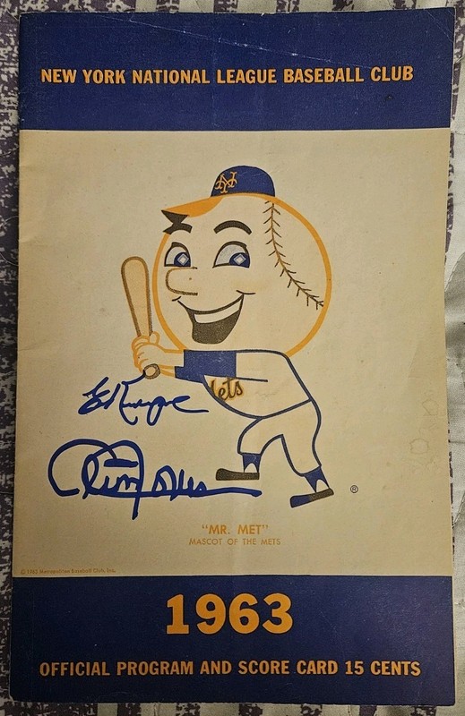 Ed Kranepool & Cleon Jones Signed 1963 New York Mets Program & Scorecard