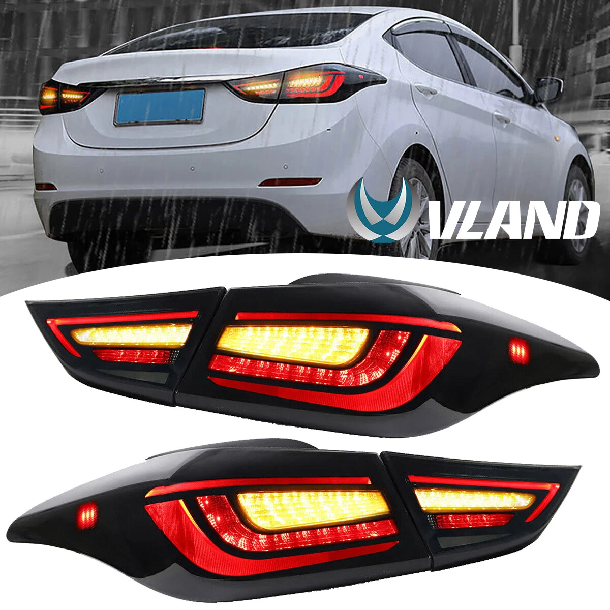 LED Tail Lights For 2011 2012 16 Hyundai Elantra Sequential Rear