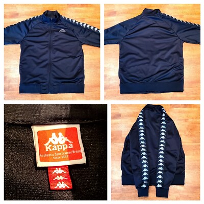 Kappa Giacca Track Jacket Tape Logo on Sleeve Women's Sz Medium Black & White