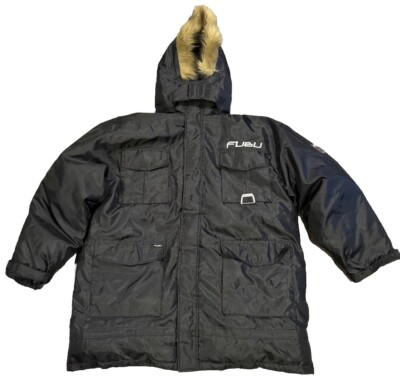 Vintage FUBU Jacket Black Fur Hood Puffer Down Coat Hip Hop Vintage FUBU Jacket Black Fur Hood Puffer Down Coat Hip Hop