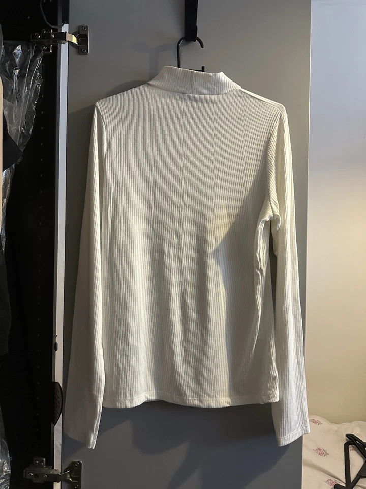 NEW LOOK ladies White ribbed long sleeve top UK 14 Eur 42 - Image 3 of 4