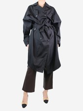 Lost In Me Black Nylon Trench Coat - Size Uk 8