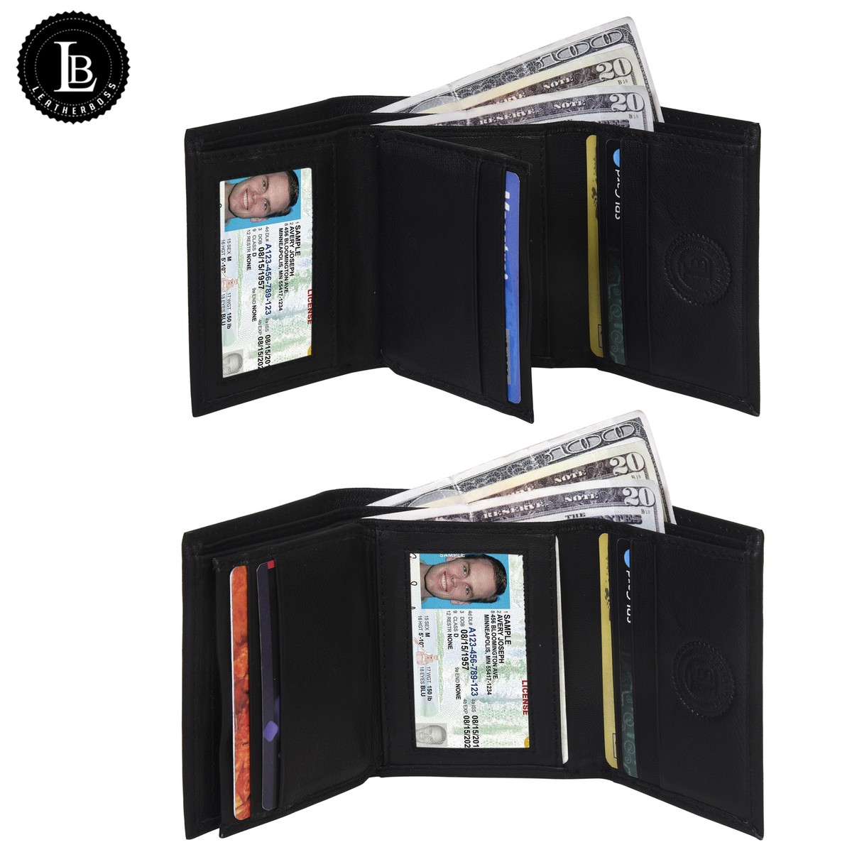 Genuine Leather Wallets For Men - Trifold Mens Wallet With ID Window