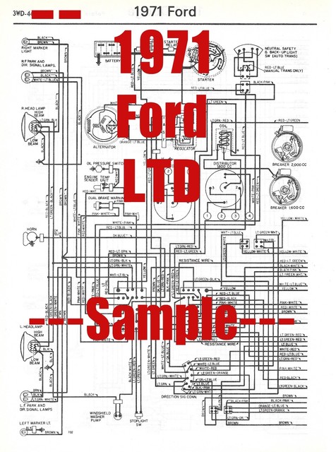 1971 Ford LTD Full Car Wiring Diagram *High Quality
