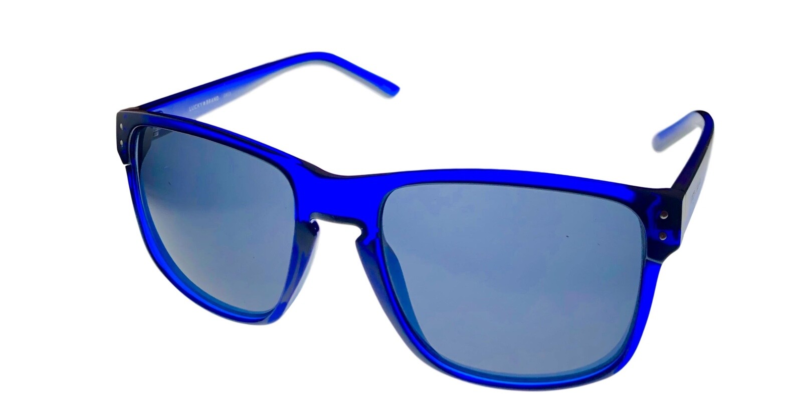 Lucky  Brand Mens Blue Square Plastic Sunglass, Smoke Lens D922