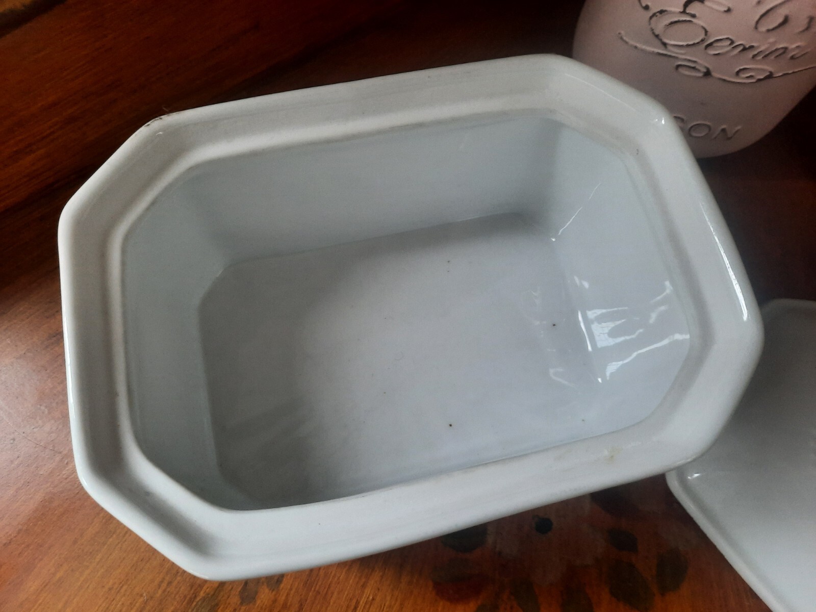 Apilco Vintage French White Porcelaine a Feu Terrine or Butter Dish