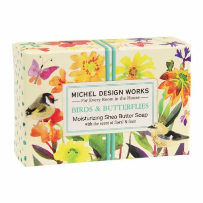Michel Design Works Birds & Butterflies Shea Butter Soap Bar Floral Fruit Scent