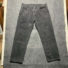 Levis 505 Jeans 36x32 Mens Fit 36x30 Black Denim Regular Fit Straight Leg Dark