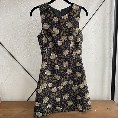 Zara Basic Floral Muti Color Sleeveless Dress Size Xs Black EUC