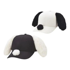 2set Universal Studios Japan USJ Snoopy Cap fluffy Black And White