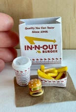 new 1:12 Dollhouse Miniature Handmade clay Food burger French fries bag In-N-out