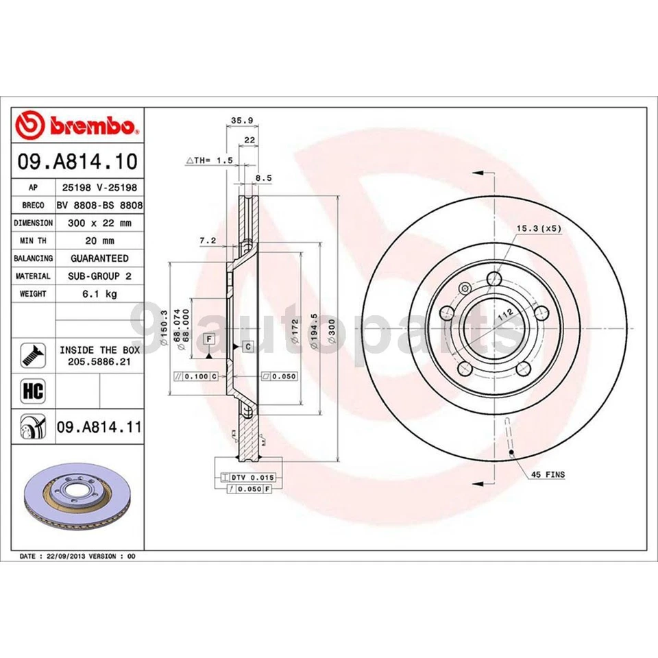 Задние тормозные диски Brembo оригинальные металлические тормозные колодки для Audi S4 2004-2009 годов выпуска - Изображение 3 из 4