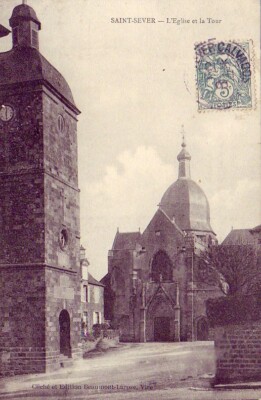 CPA 14 NORMANDIE ca. Vire Noues de Siena SAINT-SEVER Kirche ND und Turm 1905