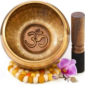 Große Tibetische Klangschale XXL 800g, 16cm. Set für Yoga Meditation Schule Gong