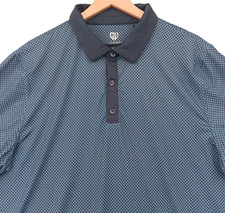 Graham Luxe Polo Shirt Mens XL Blue Scales Geometric Contrast Collar Performance