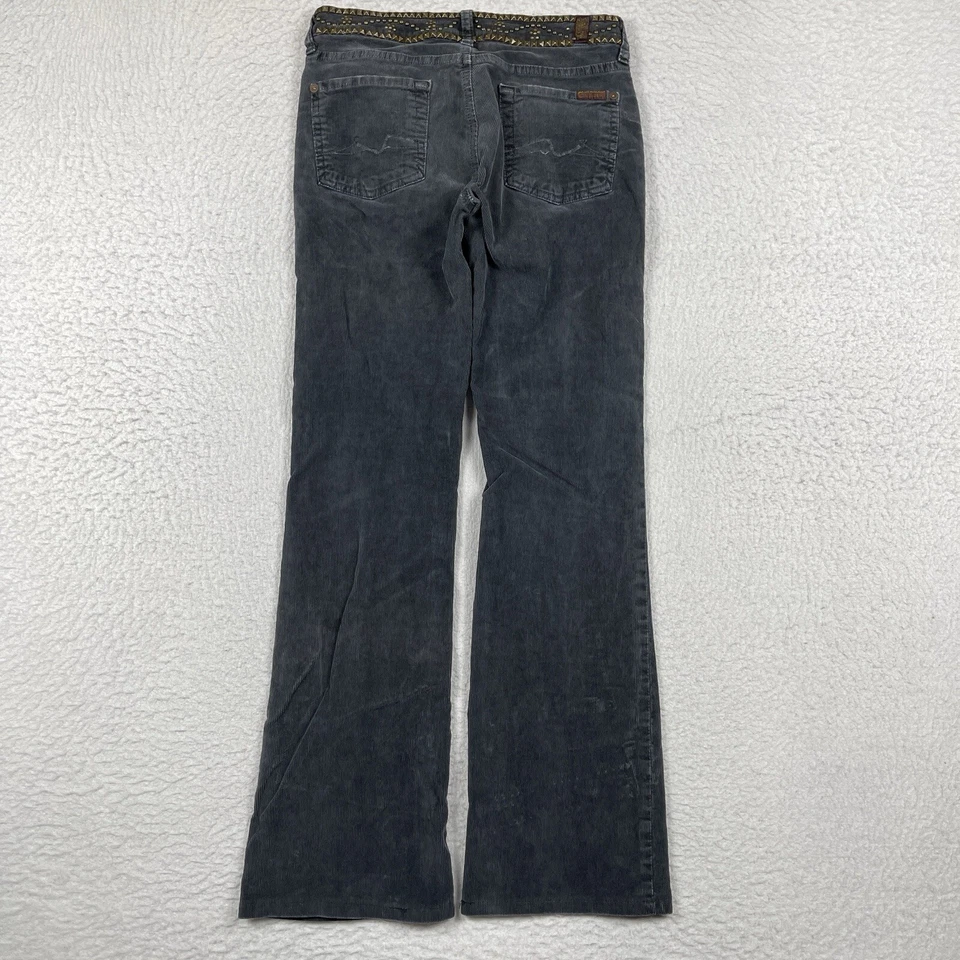 7 For All Mankind Pants Womens 25 Gray Corduroy Studded Waist Flared Ladies Pant - Image 2 of 4
