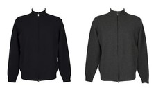 Maglia pullover blusotto uomo manica lunga aperta full zip pura lana merino extr