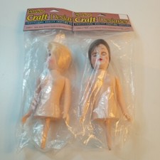 Vintage Darice Craft Designer Girl Doll With Half Body Movable Eyes Lot Of 2