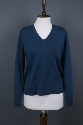 Saint James Blue Wool Long Sleeve V-Neck Pullover Sweater SIze 10