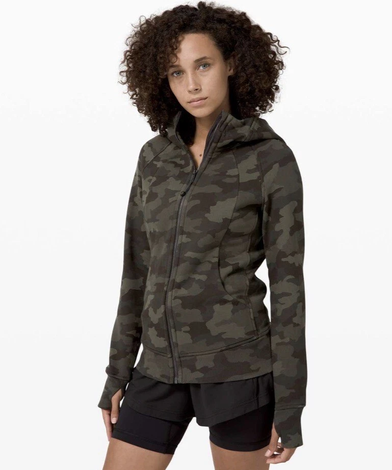 Lululemon Zip Scuba Hoodie Sweatshirt Womens Sz 6 Zip Up Green Camouflage |  eBay