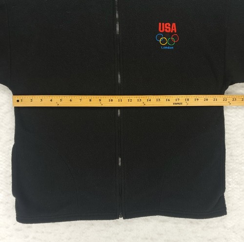 London Olympics Fleece Jacket Mens L Black Full Zip Mock Neck Made In USA Team - Picture 8 of 14