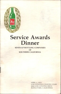 1979 7UP SODA vintage program EMPLOYEE SERVICE AWARDS DINNER Southern California