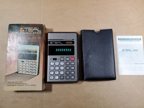 Teal 826 Vintage Electronic Calculator MINT in Box W/manual - Tested Working