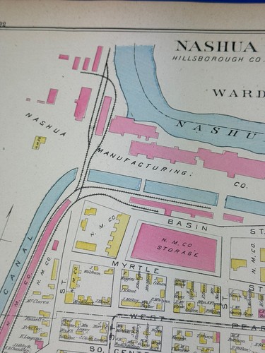 1892 NASHUA, NH Map D.H. Hurd Nashua Mfg Co., American Bobbin, Spools & Shuttle - Picture 2 of 23