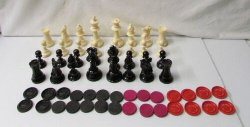 32 Chess Pieces and 28 Checker Pieces - Hard Plastic Pieces - Bild 1 von 7