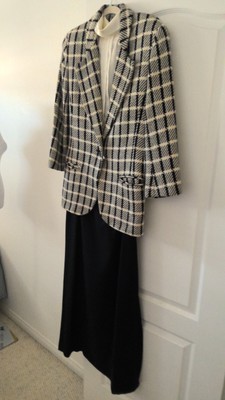 Vintage Herve Bernard Black Wool Skirt & Maryann Restivo Plaid 