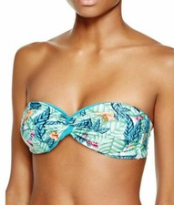 NWT MARA HOFFMAN Leaf Print Tropical Bandeau Reversible Bikini Top Swimsuit XS