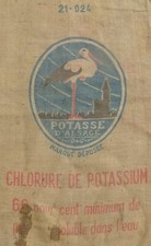 ancien sac toile de jute Potasse d'Alsace Cigogne rétro vintage /cf descriptif 2