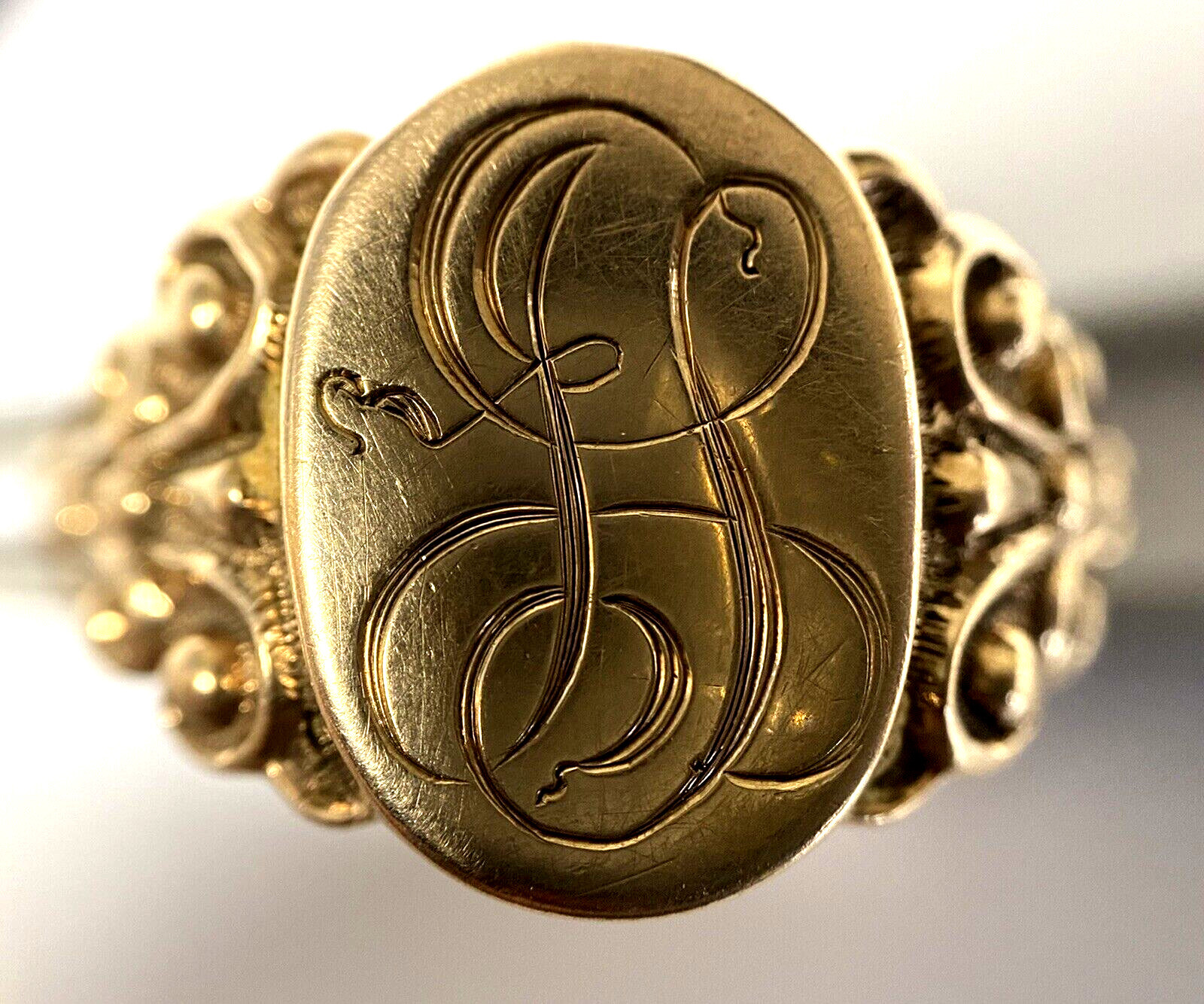 Antique 10K Solid Yellow Gold Initial Letter Mono… - image 2