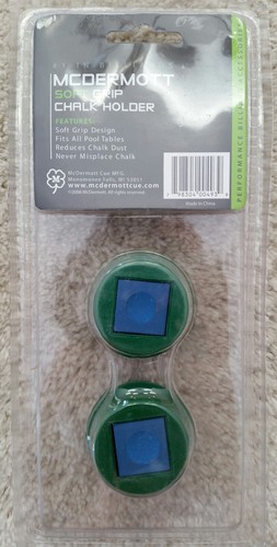 2 Pack, Soft Grip Pool Cue Chalk Holder w/ String To Attach To Table, McDermott - Picture 2 of 2