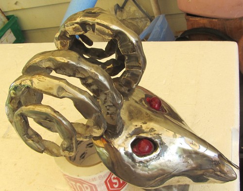 Huge 12" X 8" 8 Lb Stainless Steel Ram Head Hood Ornament - Picture 3 of 7